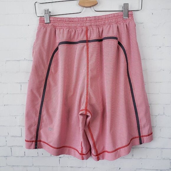 Lululemon Pace Breaker Short 9" Inch Mens Size S Red White Check Lined Running - Picture 4 of 8